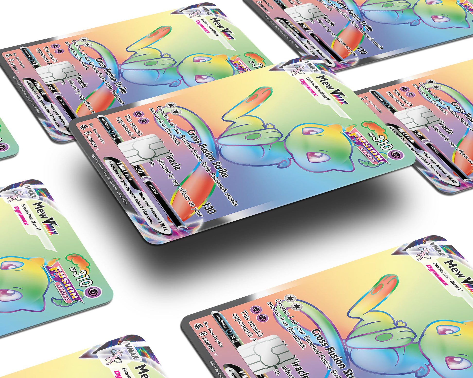 Anime Town Creations Credit Card Rainbow Mew Pokemon Card Window Skins - Anime Pokemon Credit Card Skin