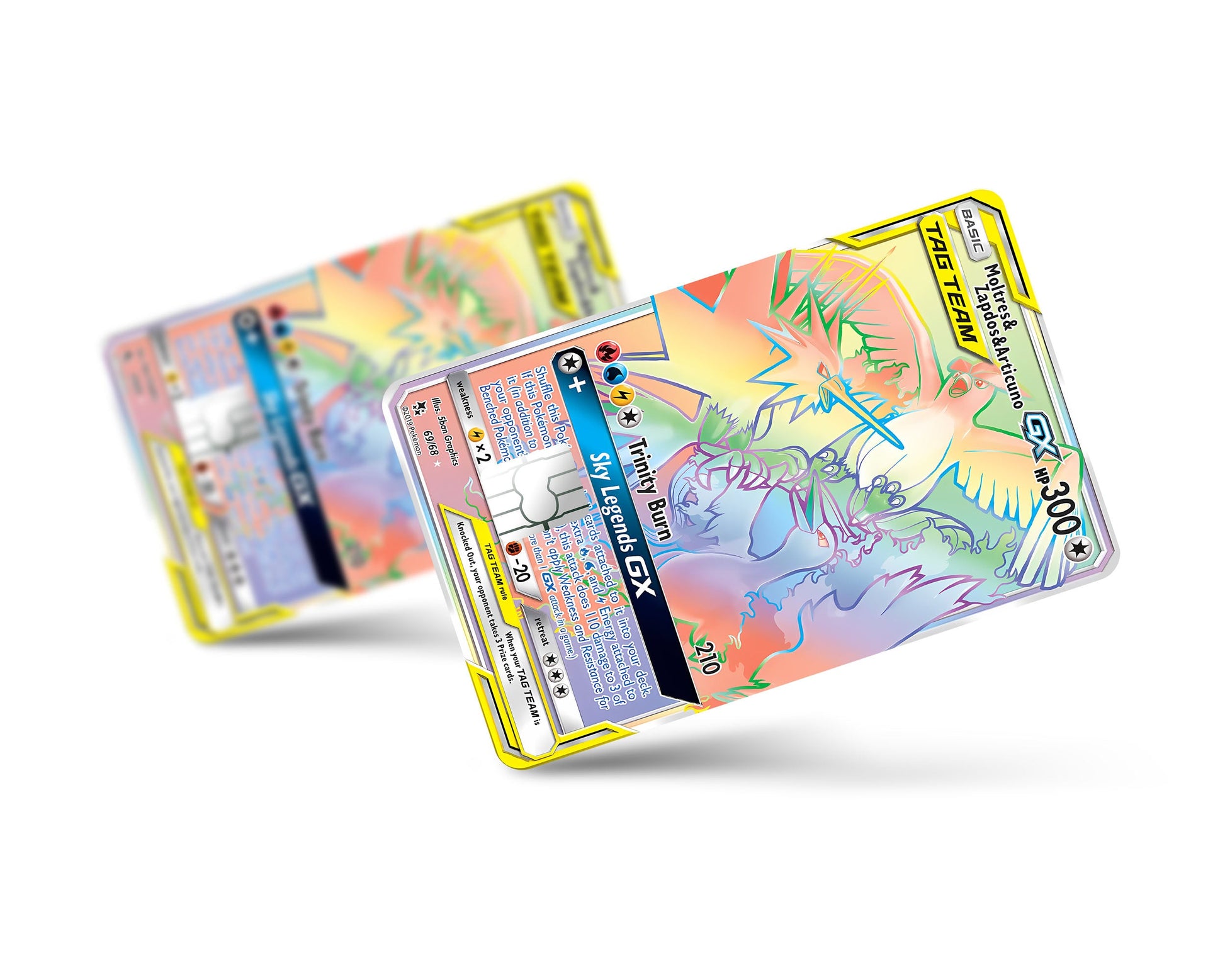 Anime Town Creations Credit Card Rainbow Moltres Zapdos Articuno Pokemon Card Full Skins - Anime Pokemon Credit Card Skin