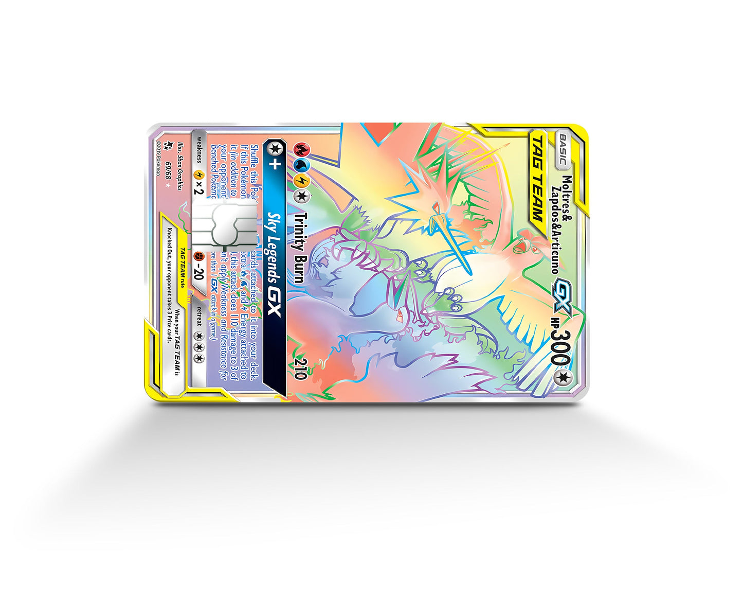 Anime Town Creations Credit Card Rainbow Moltres Zapdos Articuno Pokemon Card Full Skins - Anime Pokemon Credit Card Skin
