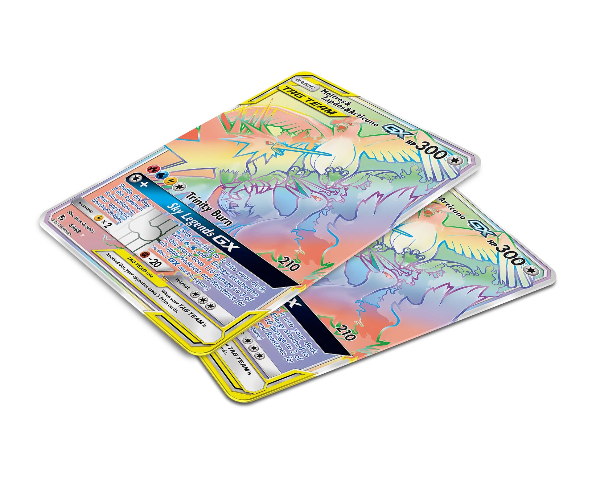 Anime Town Creations Credit Card Rainbow Moltres Zapdos Articuno Pokemon Card Window Skins - Anime Pokemon Credit Card Skin