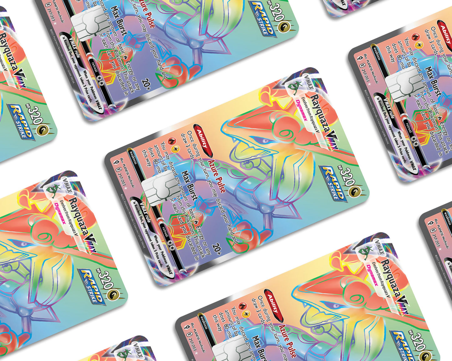 Anime Town Creations Credit Card Rainbow Rayquaza Pokemon Card Window Skins - Anime Pokemon Credit Card Skin