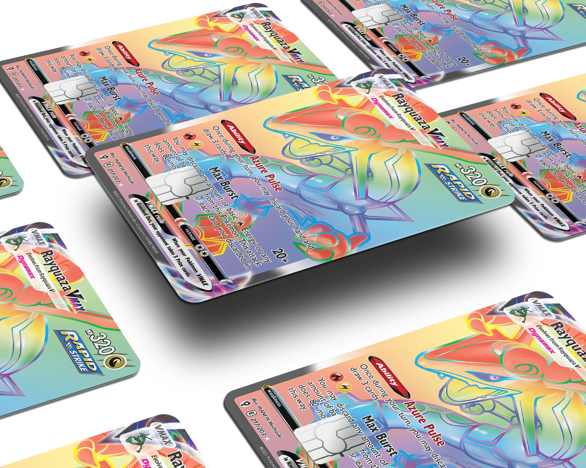 Anime Town Creations Credit Card Rainbow Rayquaza Pokemon Card Window Skins - Anime Pokemon Credit Card Skin