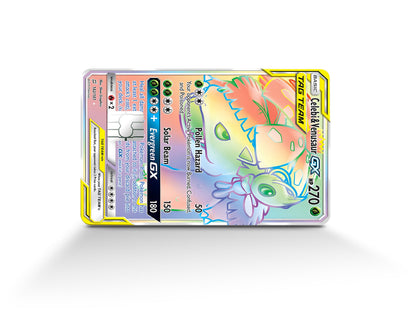 Anime Town Creations Credit Card Rainbow Venusaur Celebi Pokemon Card Full Skins - Anime Pokemon Credit Card Skin