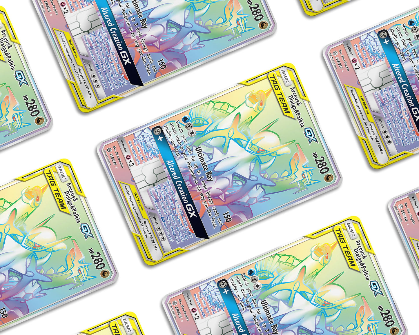 Anime Town Creations Credit Card Rainbow Arceus Dialga Palkia Pokemon Card Window Skins - Anime Pokemon Credit Card Skin
