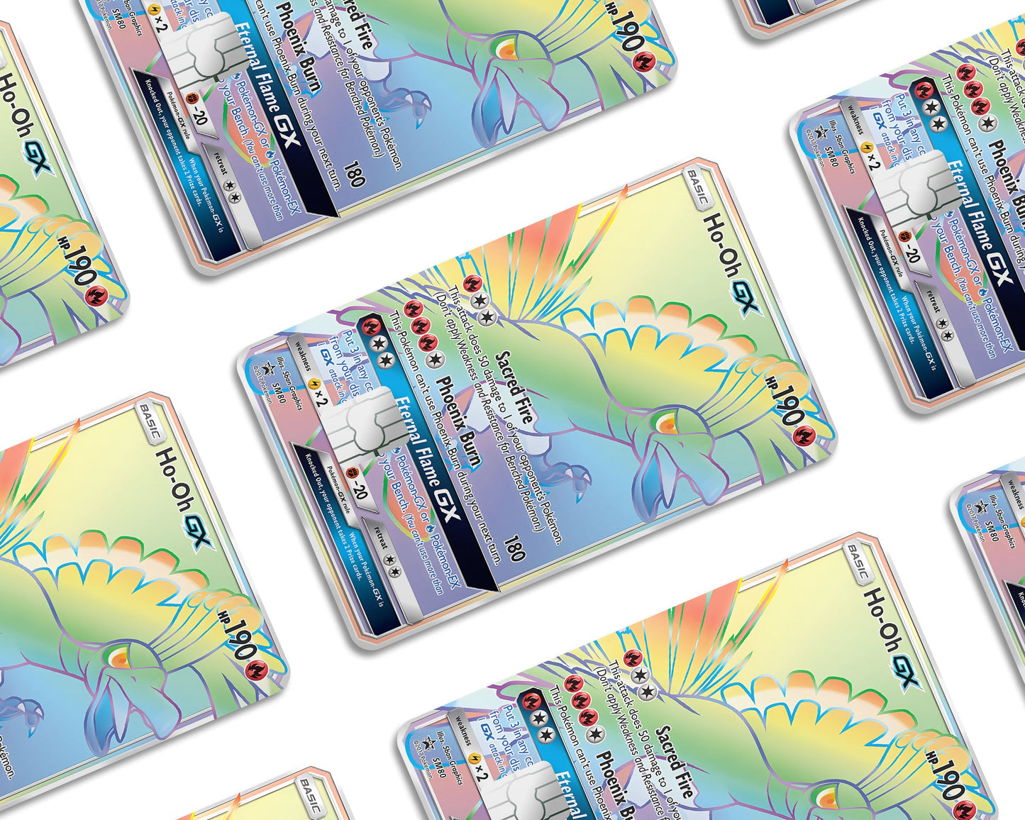 Anime Town Creations Credit Card Rainbow Ho-oh Pokemon Card Window Skins - Anime Pokemon Credit Card Skin