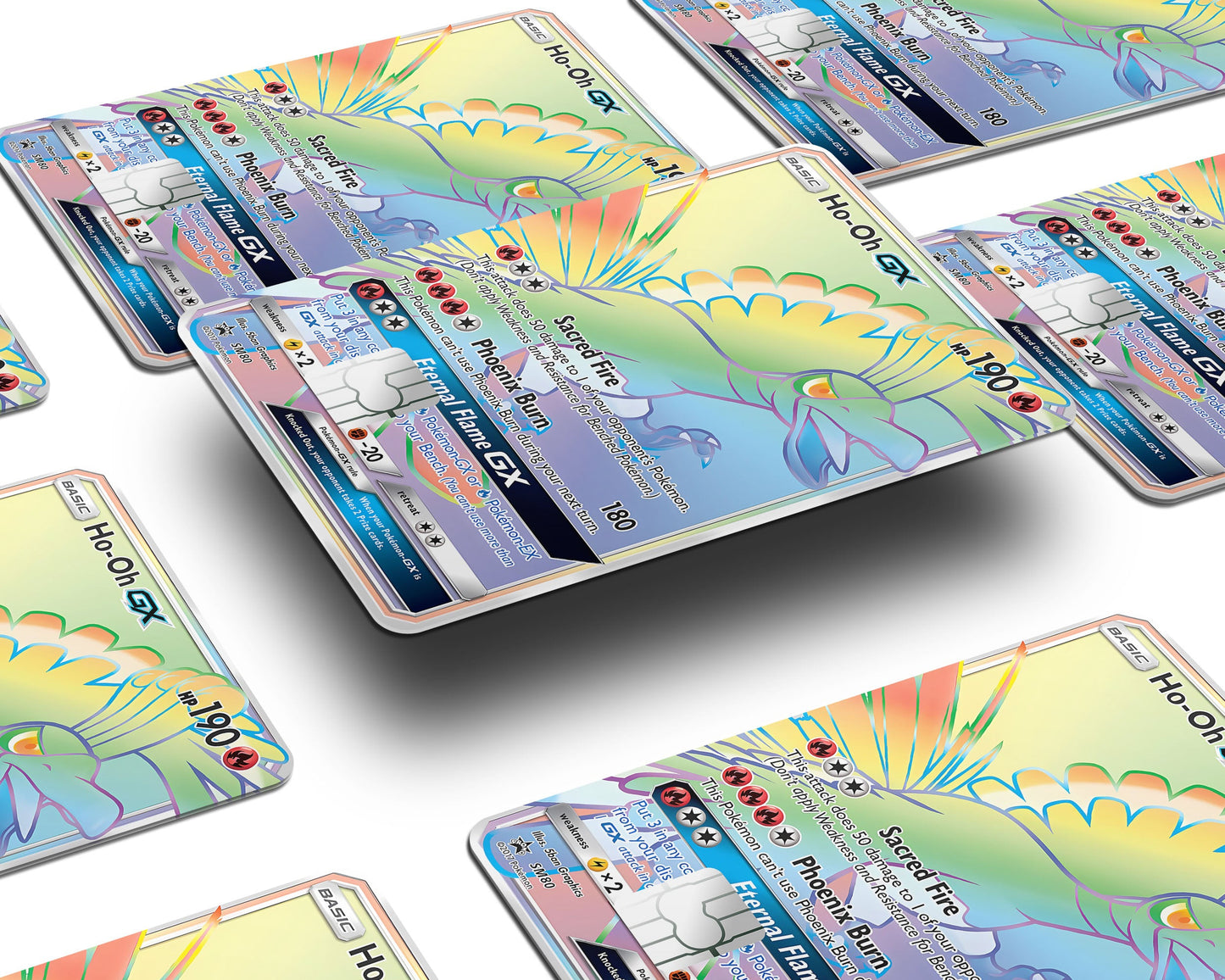 Anime Town Creations Credit Card Rainbow Ho-oh Pokemon Card Window Skins - Anime Pokemon Credit Card Skin