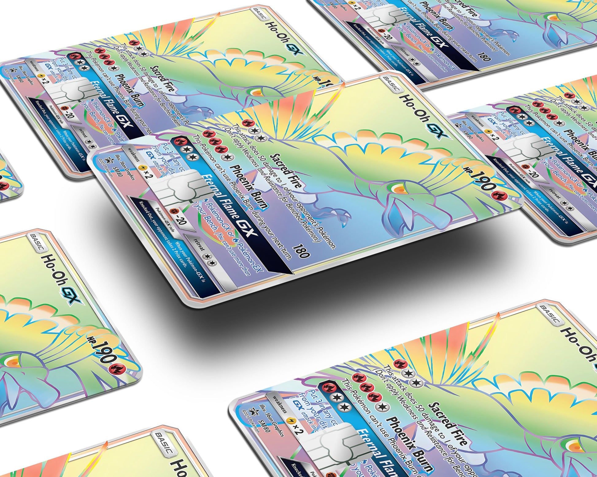 Anime Town Creations Credit Card Rainbow Ho-oh Pokemon Card Window Skins - Anime Pokemon Credit Card Skin