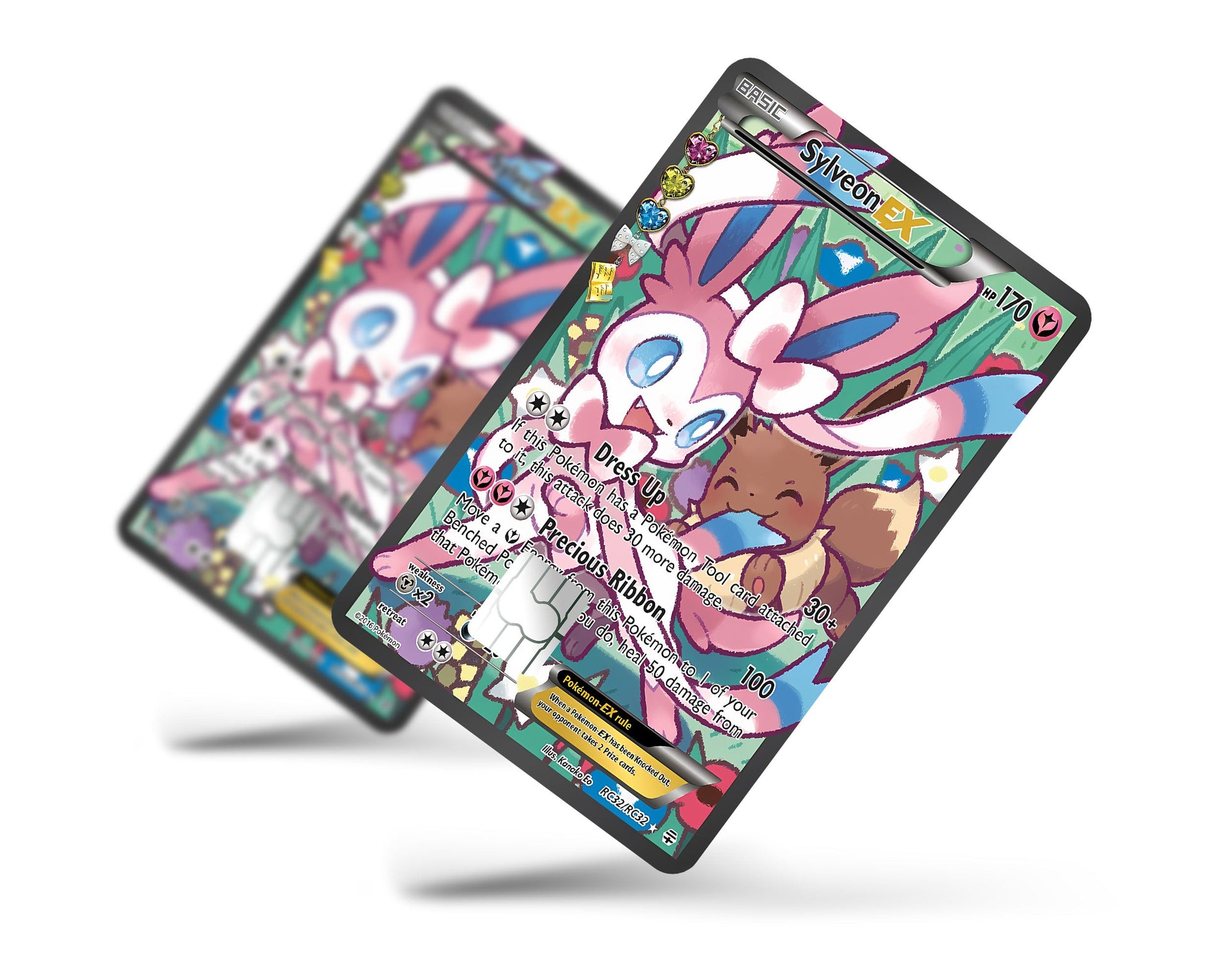 Anime Town Creations Credit Card Cute Eevee & Sylveon Pokemon Card Full Skins - Anime Pokemon Credit Card Skin