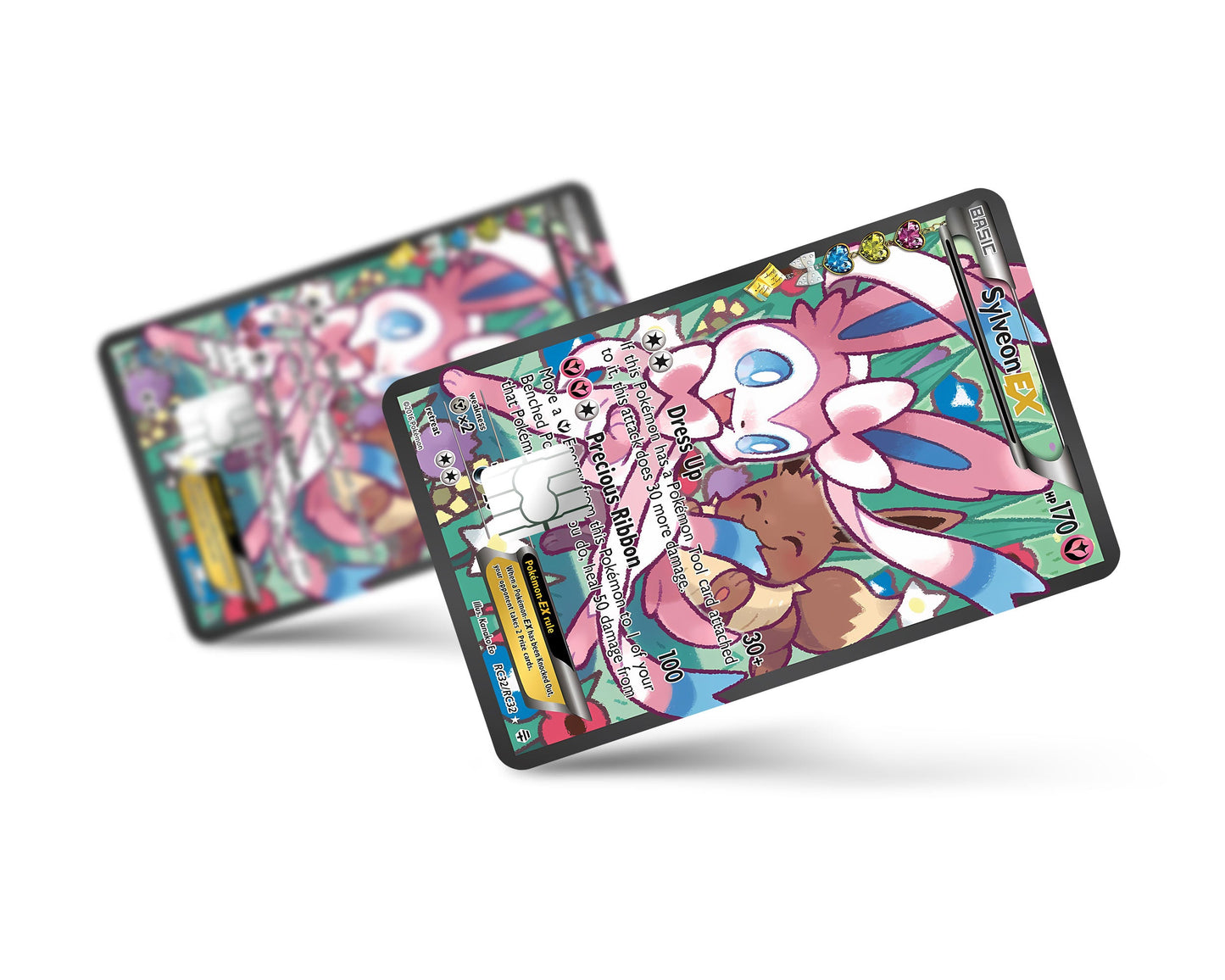 Anime Town Creations Credit Card Cute Eevee & Sylveon Pokemon Card Full Skins - Anime Pokemon Credit Card Skin