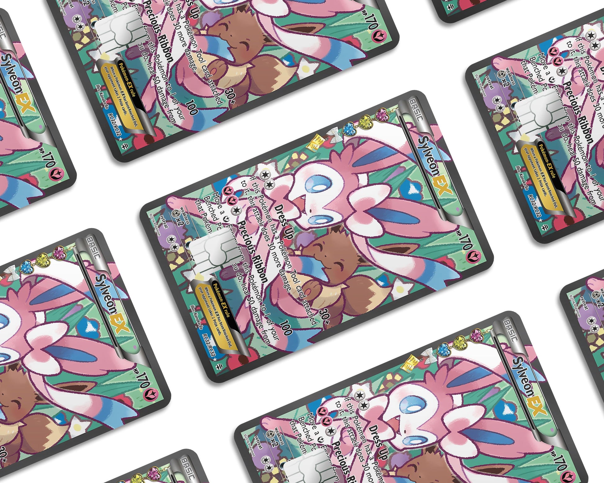 Anime Town Creations Credit Card Cute Eevee & Sylveon Pokemon Card Window Skins - Anime Pokemon Credit Card Skin