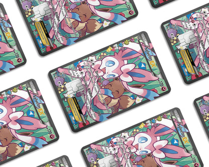 Anime Town Creations Credit Card Cute Eevee & Sylveon Pokemon Card Window Skins - Anime Pokemon Credit Card Skin