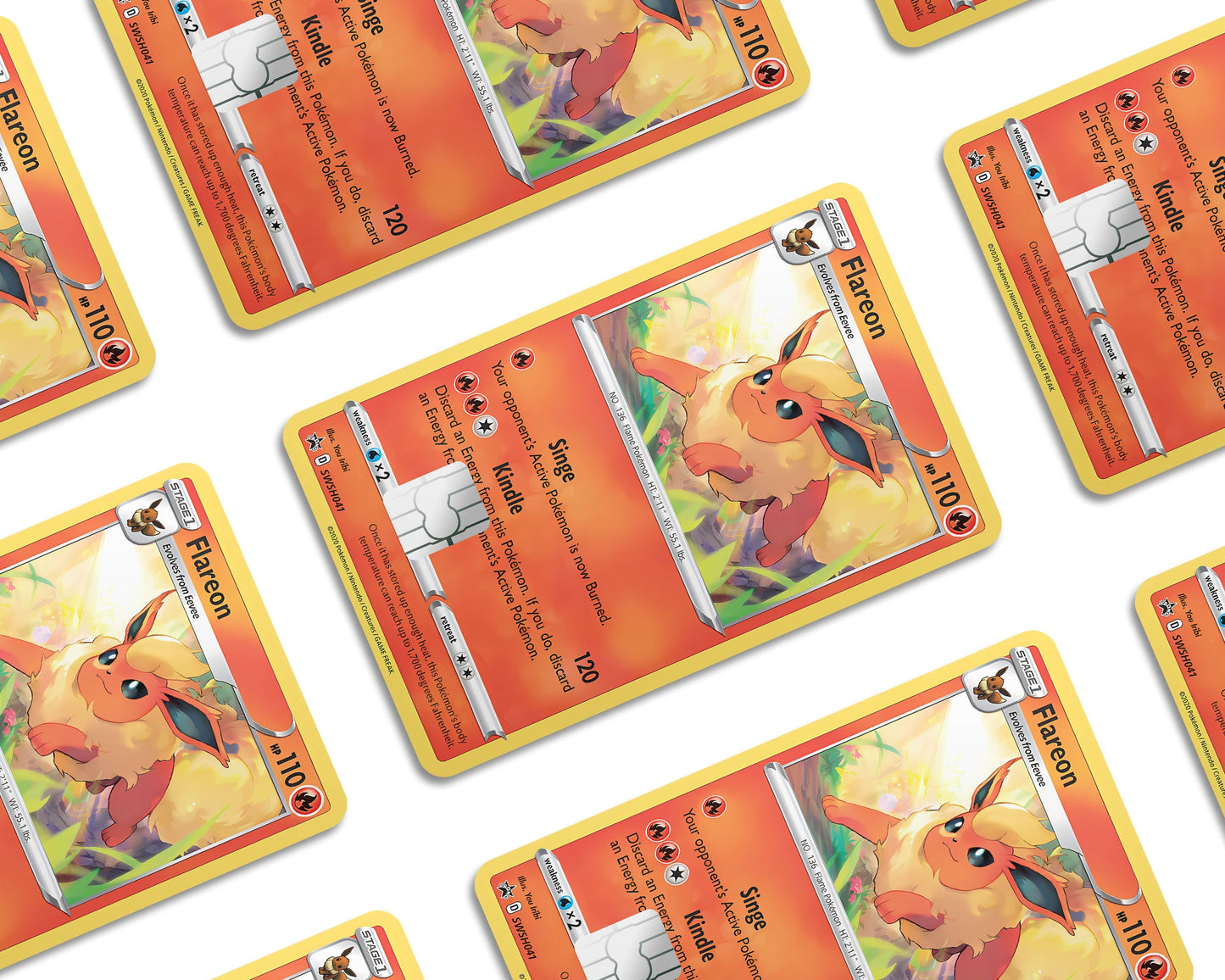 Anime Town Creations Credit Card Cute Flareon Pokemon Card Window Skins - Anime Pokemon Credit Card Skin