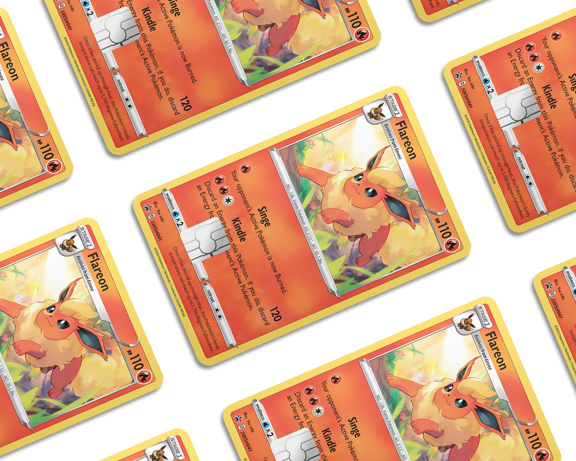 Anime Town Creations Credit Card Cute Flareon Pokemon Card Window Skins - Anime Pokemon Credit Card Skin