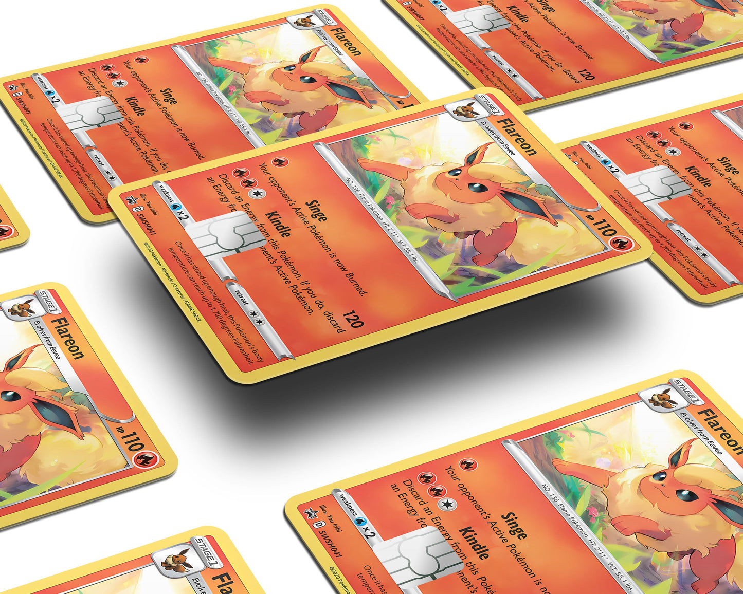 Anime Town Creations Credit Card Cute Flareon Pokemon Card Window Skins - Anime Pokemon Credit Card Skin