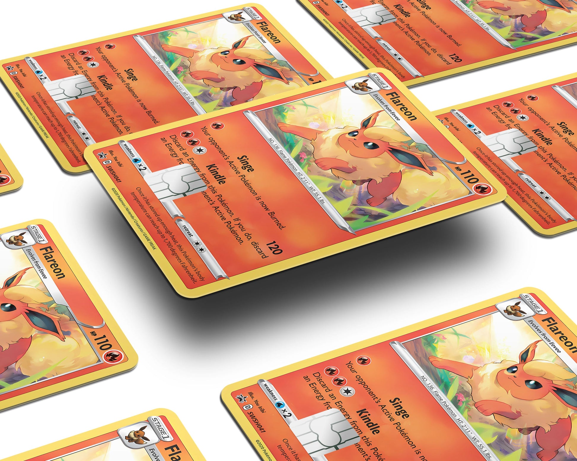 Anime Town Creations Credit Card Cute Flareon Pokemon Card Window Skins - Anime Pokemon Credit Card Skin