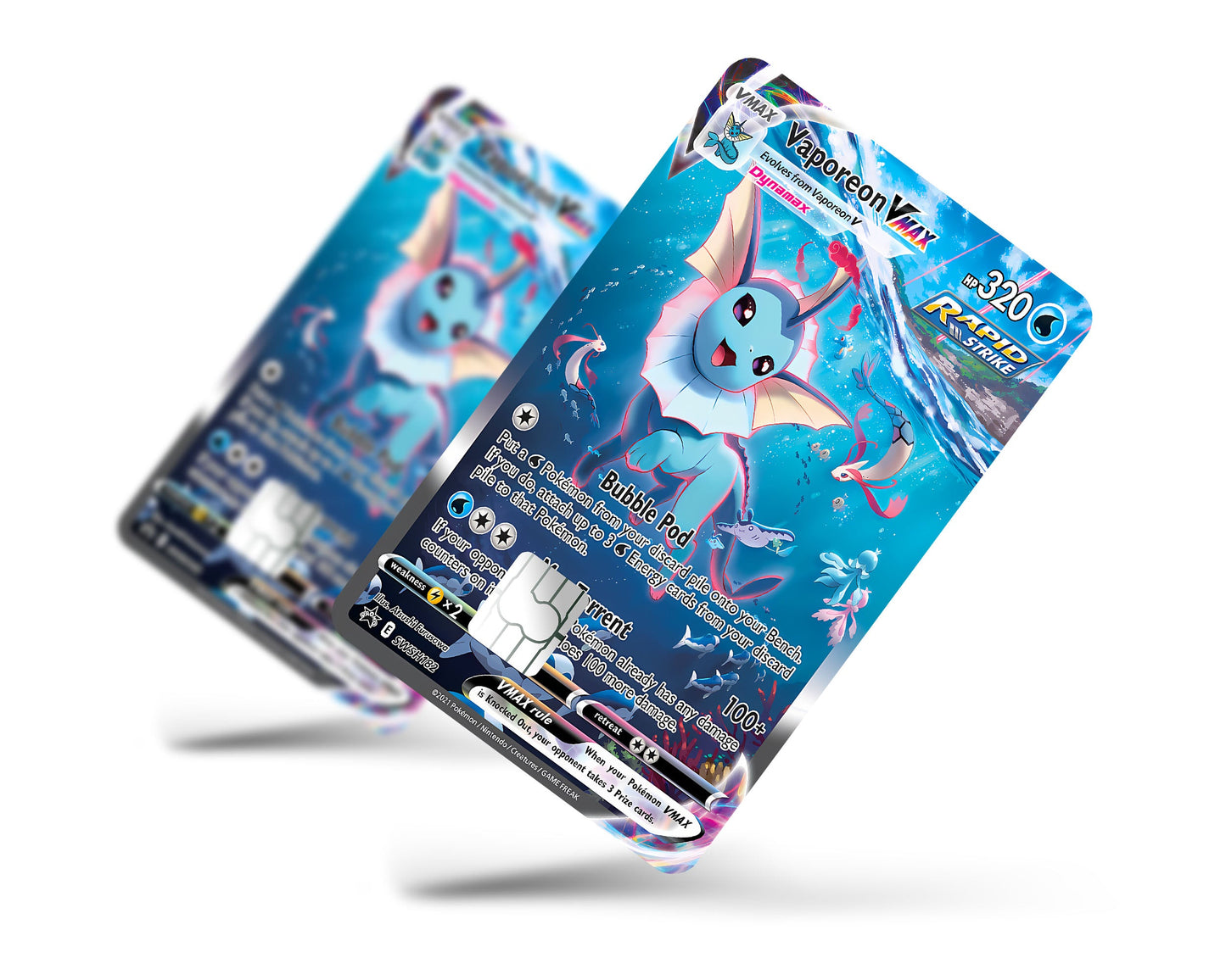 Anime Town Creations Credit Card Rare Vaporeon Pokemon Card Full Skins - Anime Pokemon Credit Card Skin