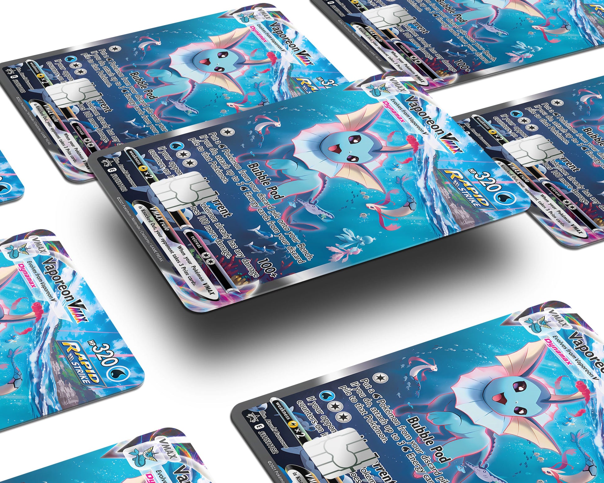 Anime Town Creations Credit Card Rare Vaporeon Pokemon Card Window Skins - Anime Pokemon Credit Card Skin