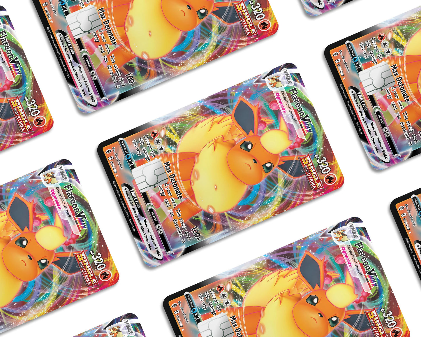 Anime Town Creations Credit Card Vmax Flareon Pokemon Card Window Skins - Anime Pokemon Credit Card Skin