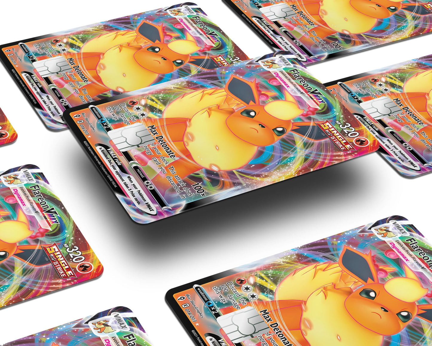 Anime Town Creations Credit Card Vmax Flareon Pokemon Card Window Skins - Anime Pokemon Credit Card Skin