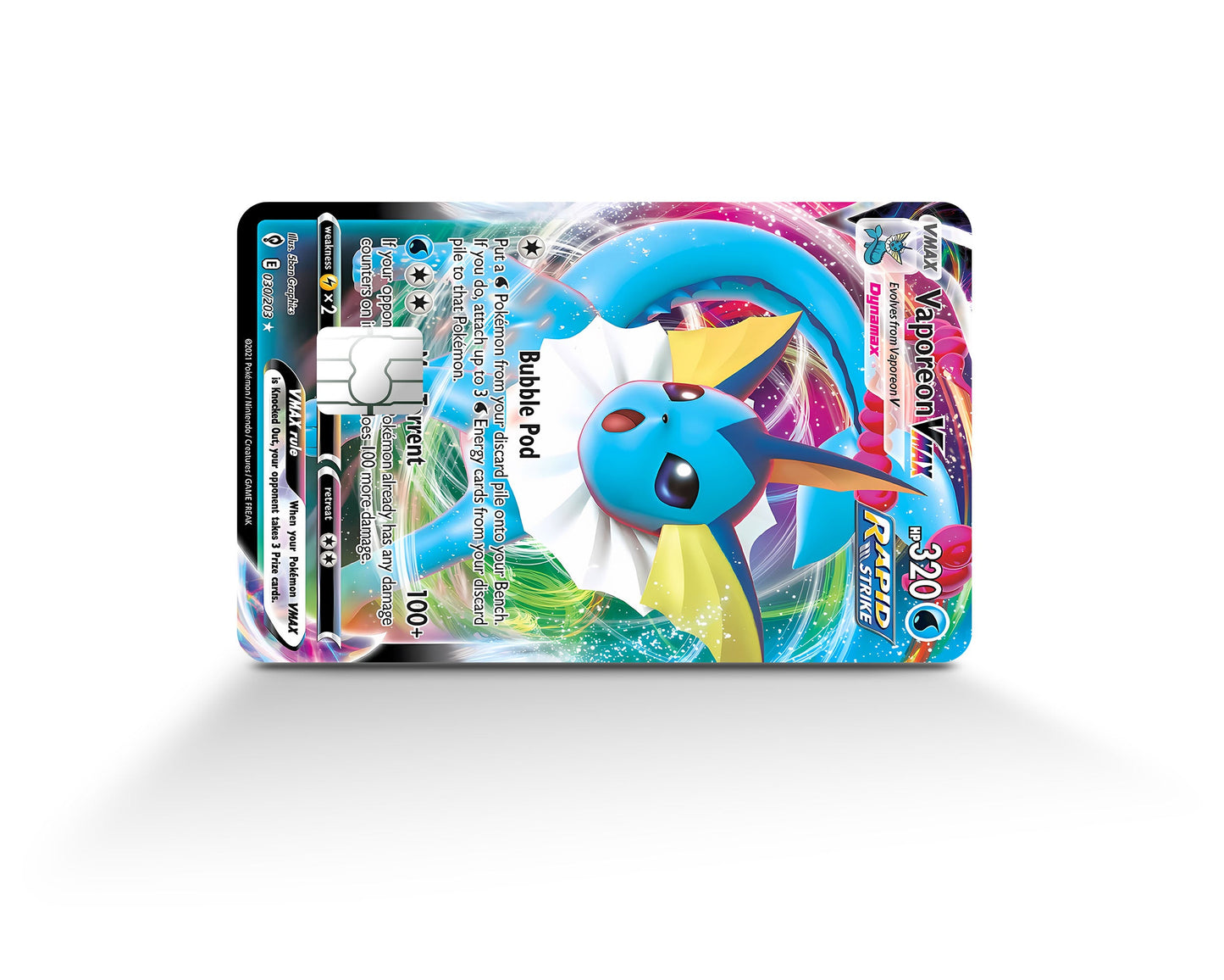 Anime Town Creations Credit Card Vmax Vaporeon Pokemon Card Full Skins - Anime Pokemon Credit Card Skin