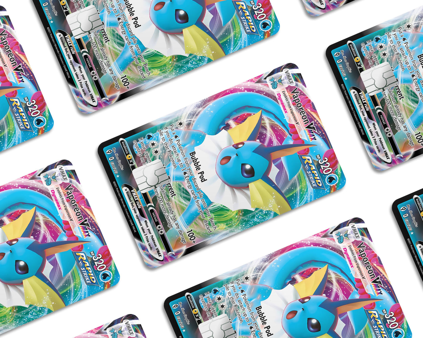 Anime Town Creations Credit Card Vmax Vaporeon Pokemon Card Window Skins - Anime Pokemon Credit Card Skin