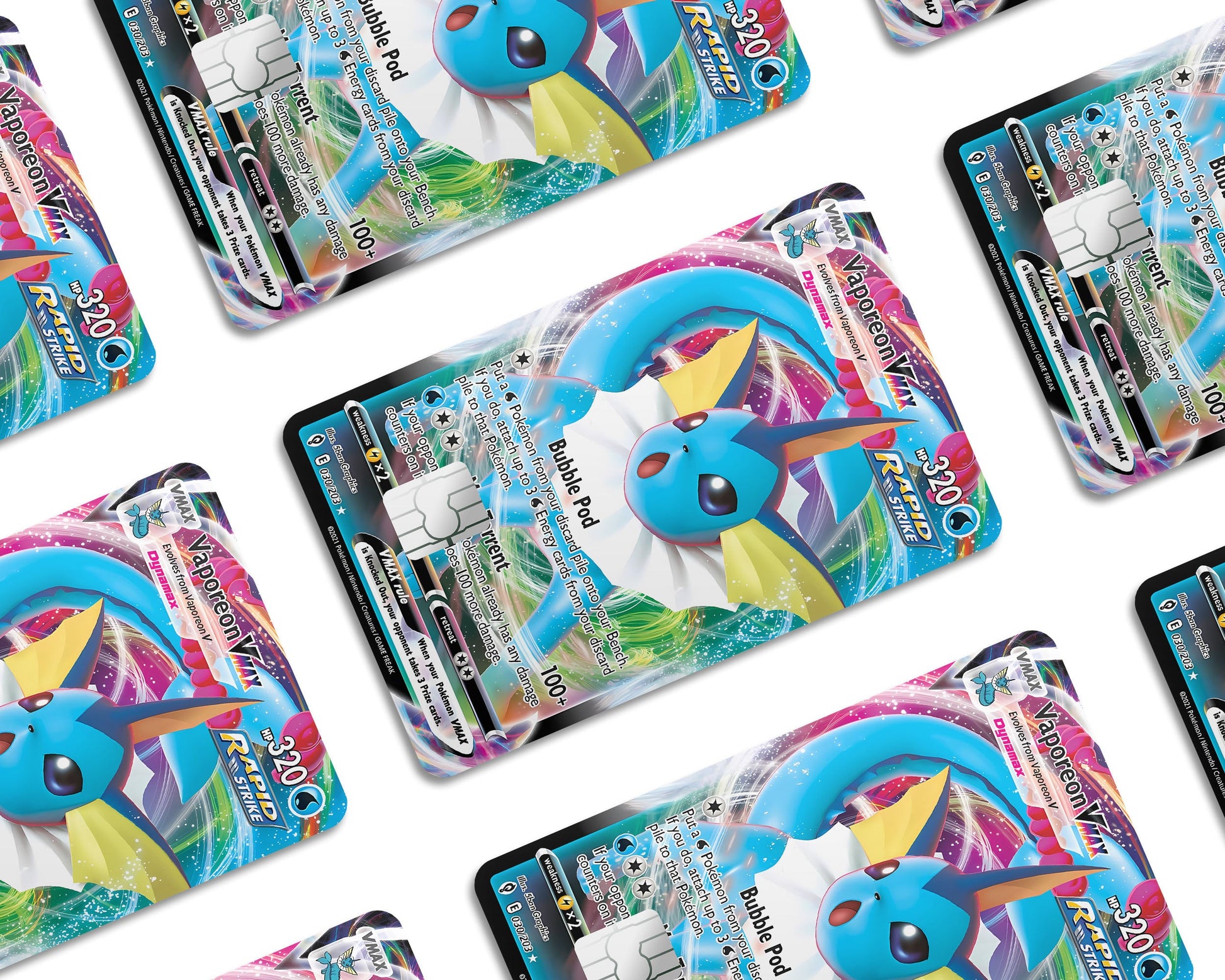 Anime Town Creations Credit Card Vmax Vaporeon Pokemon Card Window Skins - Anime Pokemon Credit Card Skin