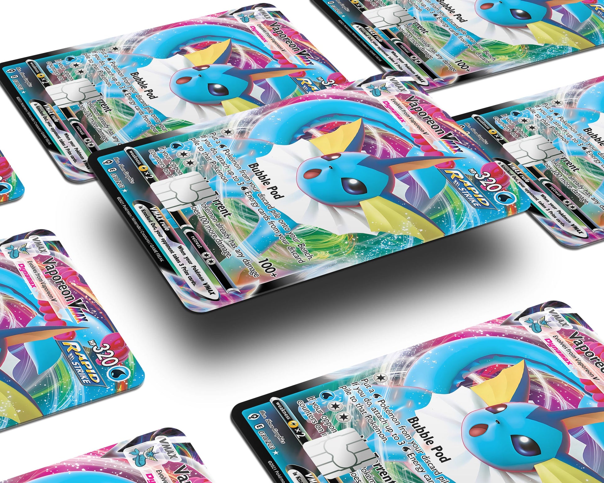Anime Town Creations Credit Card Vmax Vaporeon Pokemon Card Window Skins - Anime Pokemon Credit Card Skin