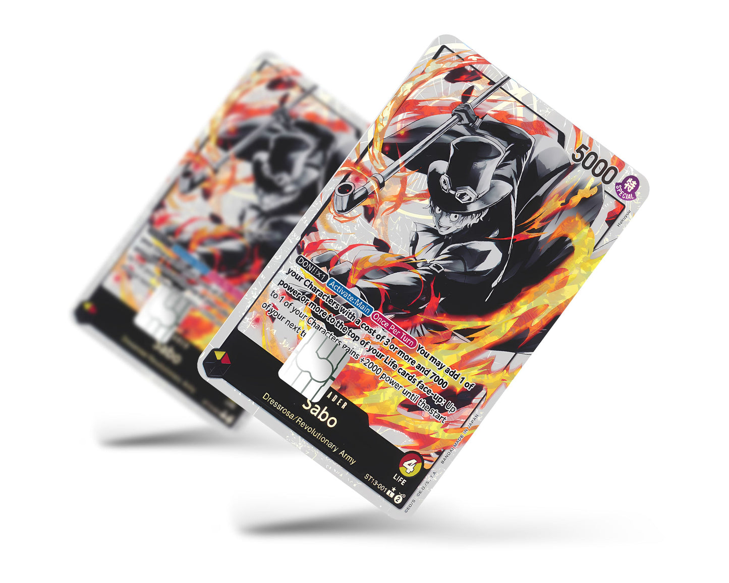 Anime Town Creations Credit Card Sabo Black Flames One Piece Card Full Skins - Anime One Piece Credit Card Skin