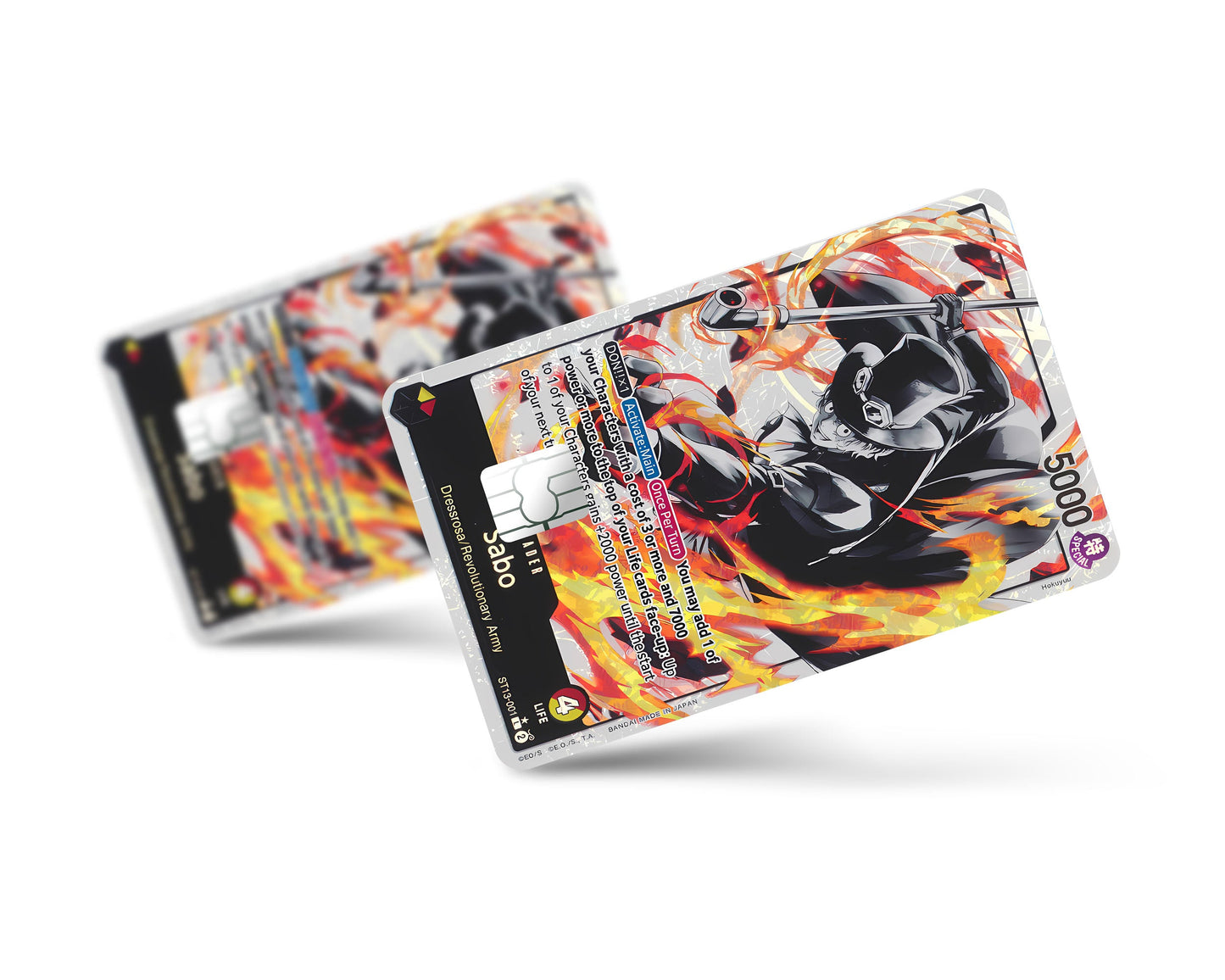 Anime Town Creations Credit Card Sabo Black Flames One Piece Card Full Skins - Anime One Piece Credit Card Skin