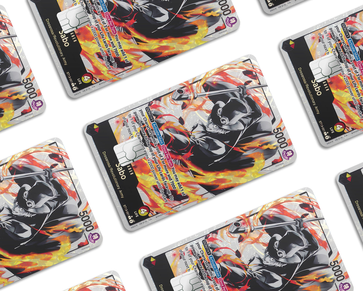 Anime Town Creations Credit Card Sabo Black Flames One Piece Card Window Skins - Anime One Piece Credit Card Skin