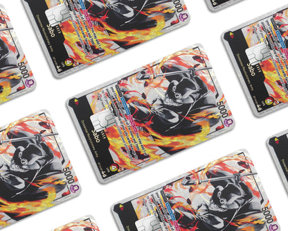 Anime Town Creations Credit Card Sabo Black Flames One Piece Card Window Skins - Anime One Piece Credit Card Skin