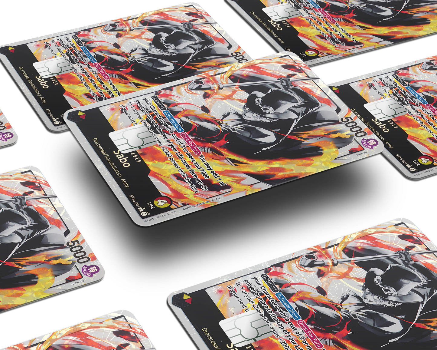 Anime Town Creations Credit Card Sabo Black Flames One Piece Card Window Skins - Anime One Piece Credit Card Skin