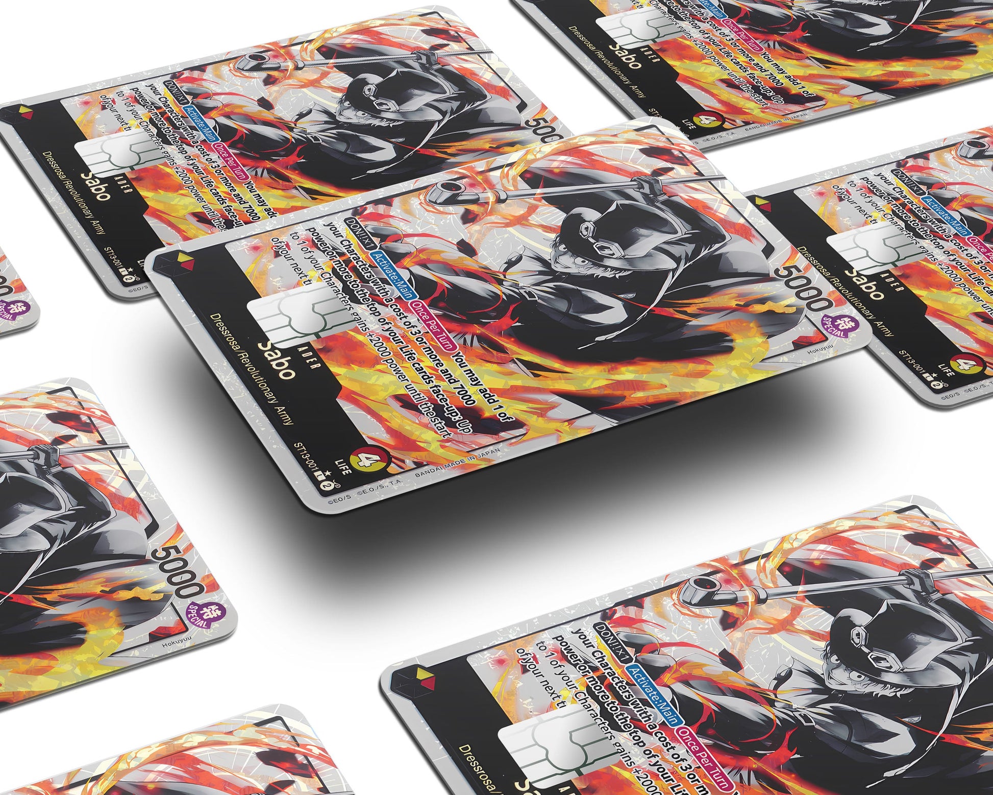 Anime Town Creations Credit Card Sabo Black Flames One Piece Card Window Skins - Anime One Piece Credit Card Skin