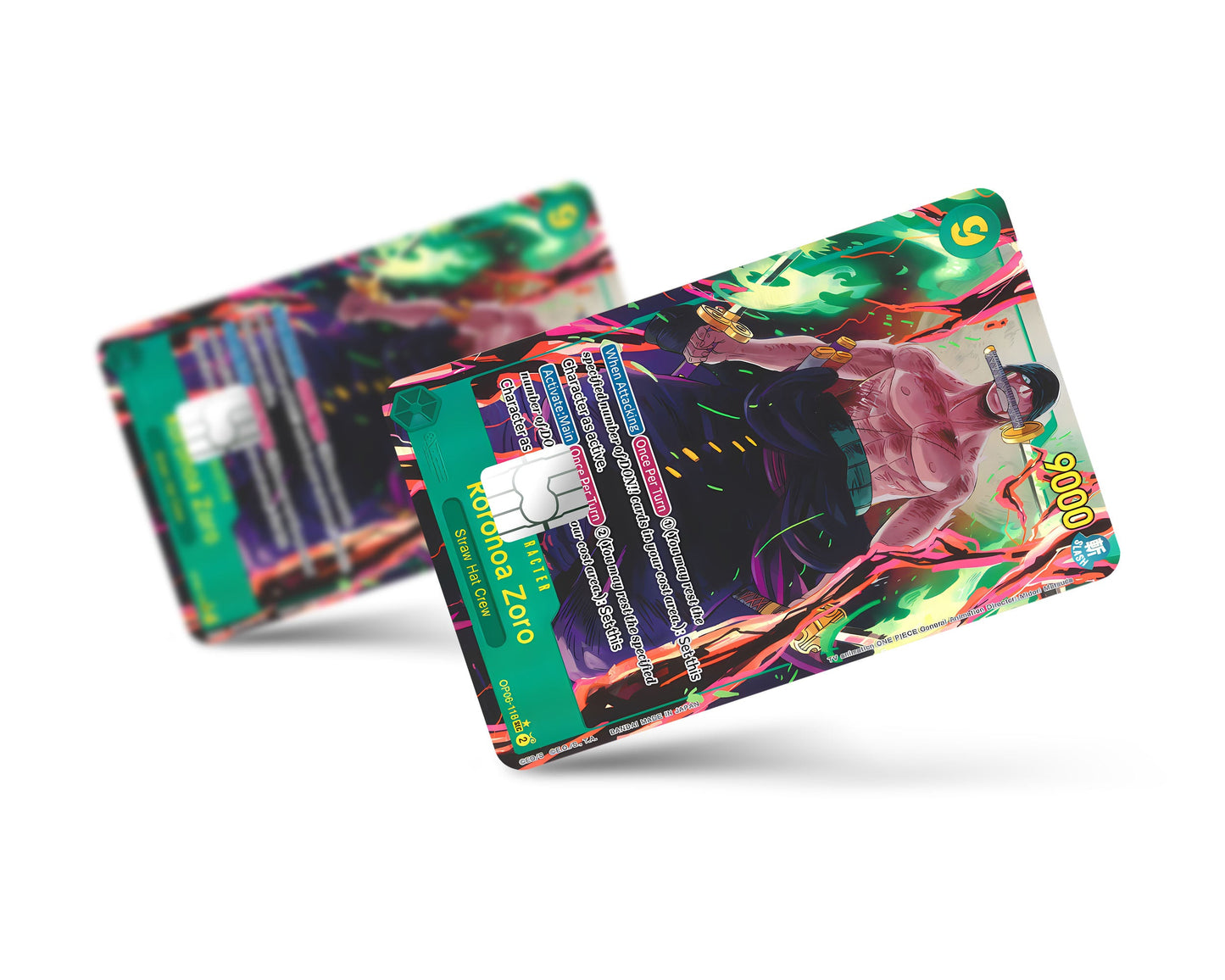 Anime Town Creations Credit Card Zoro Flames One Piece Card Full Skins - Anime One Piece Credit Card Skin