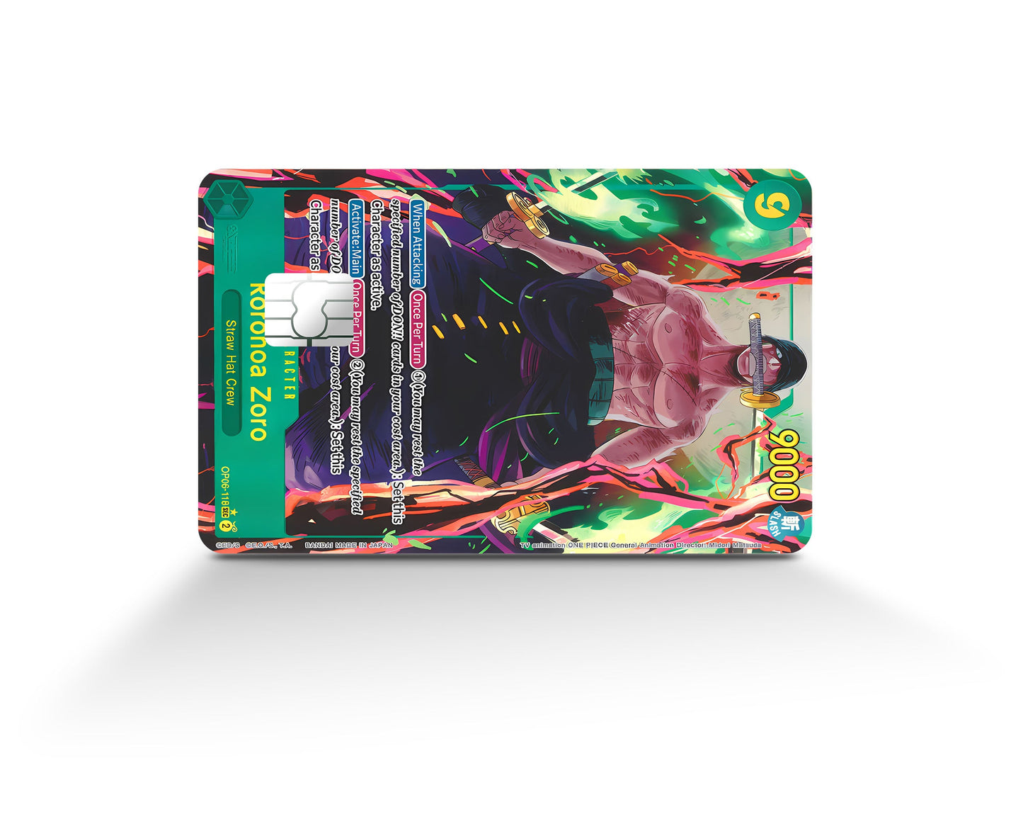 Anime Town Creations Credit Card Zoro Flames One Piece Card Full Skins - Anime One Piece Credit Card Skin