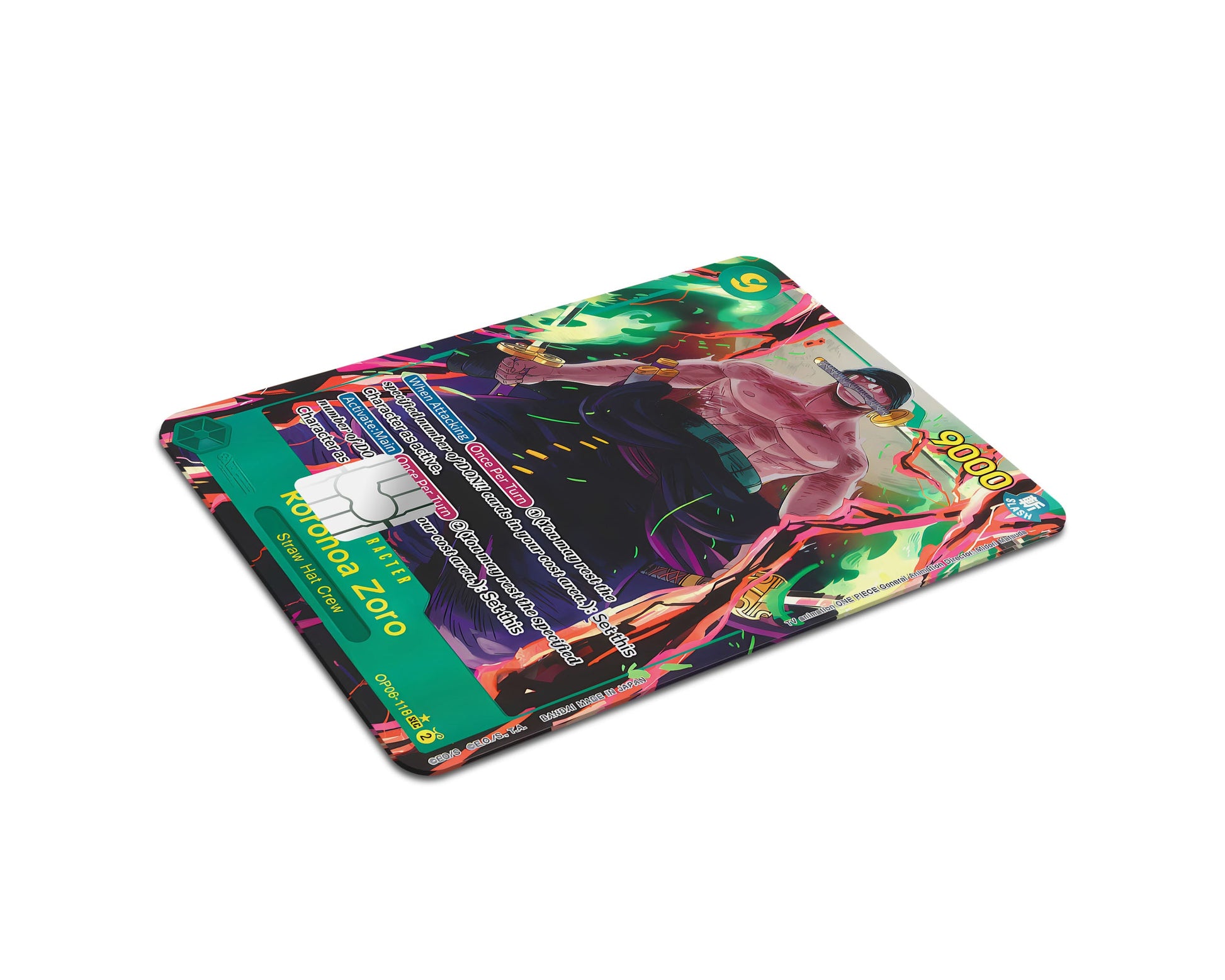 Anime Town Creations Credit Card Zoro Flames One Piece Card Half Skins - Anime One Piece Credit Card Skin