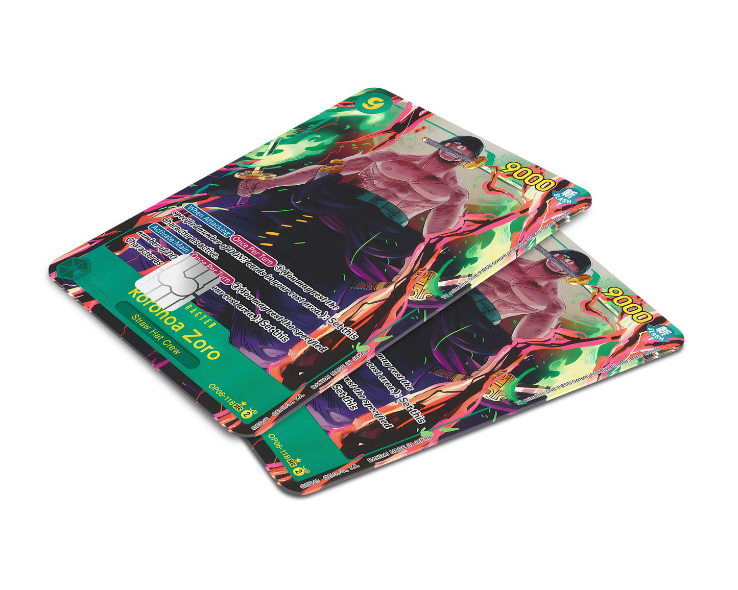 Anime Town Creations Credit Card Zoro Flames One Piece Card Window Skins - Anime One Piece Credit Card Skin
