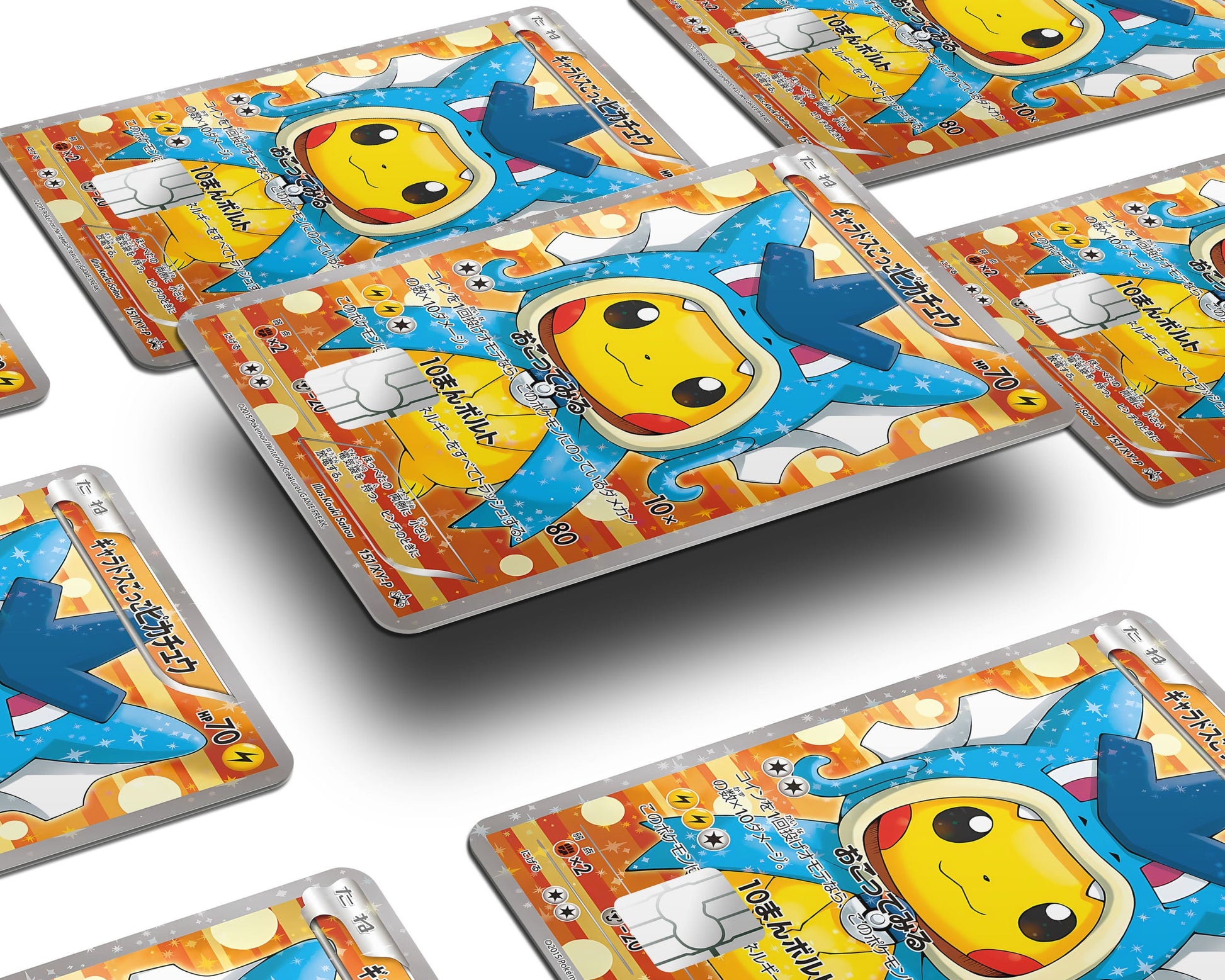 Anime Town Creations Credit Card Poncho Pikachu Gyarados Cosplay Pokemon Card Window Skins - Anime Pokemon Credit Card Skin