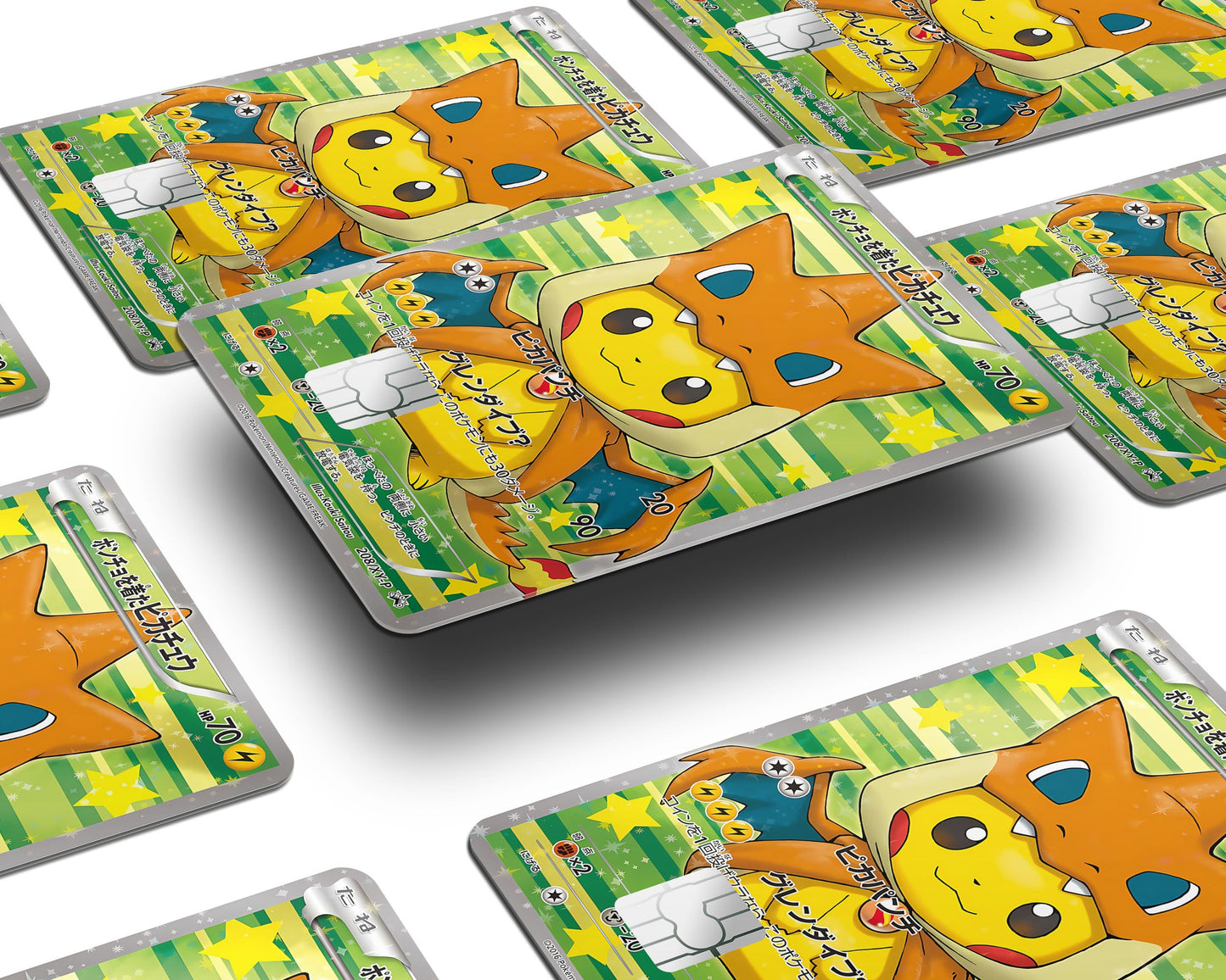 Anime Town Creations Credit Card Poncho Pikachu Mega Charizard Y Cosplay Pokemon Card Window Skins - Anime Pokemon Credit Card Skin