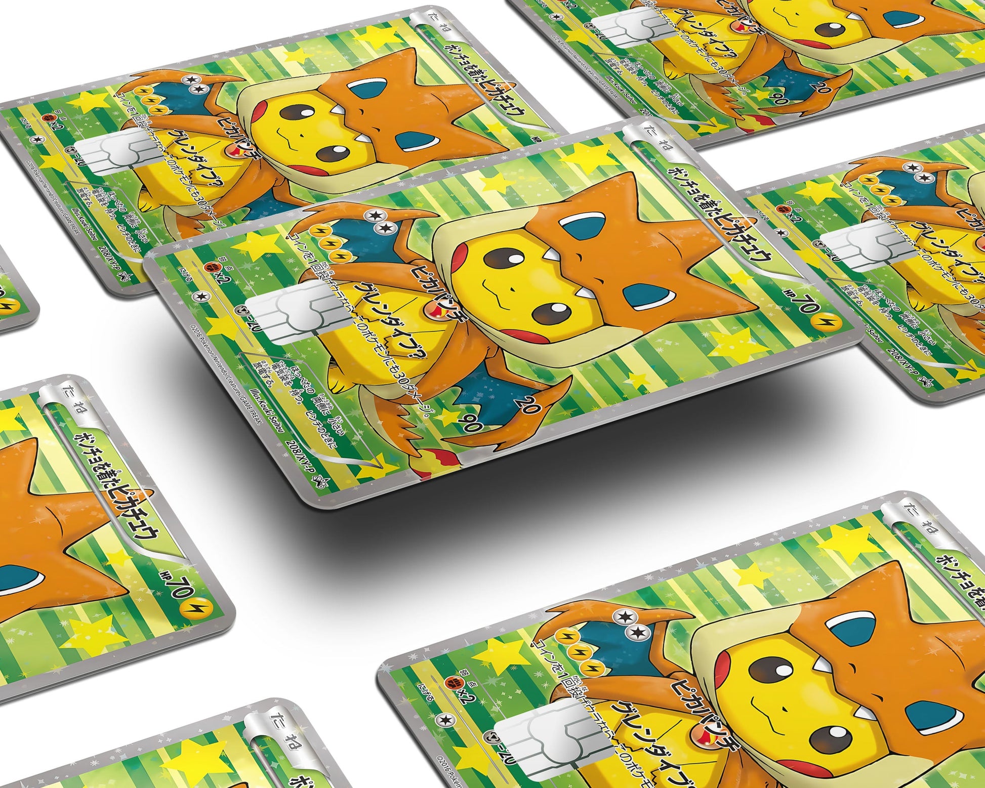 Anime Town Creations Credit Card Poncho Pikachu Mega Charizard Y Cosplay Pokemon Card Window Skins - Anime Pokemon Credit Card Skin