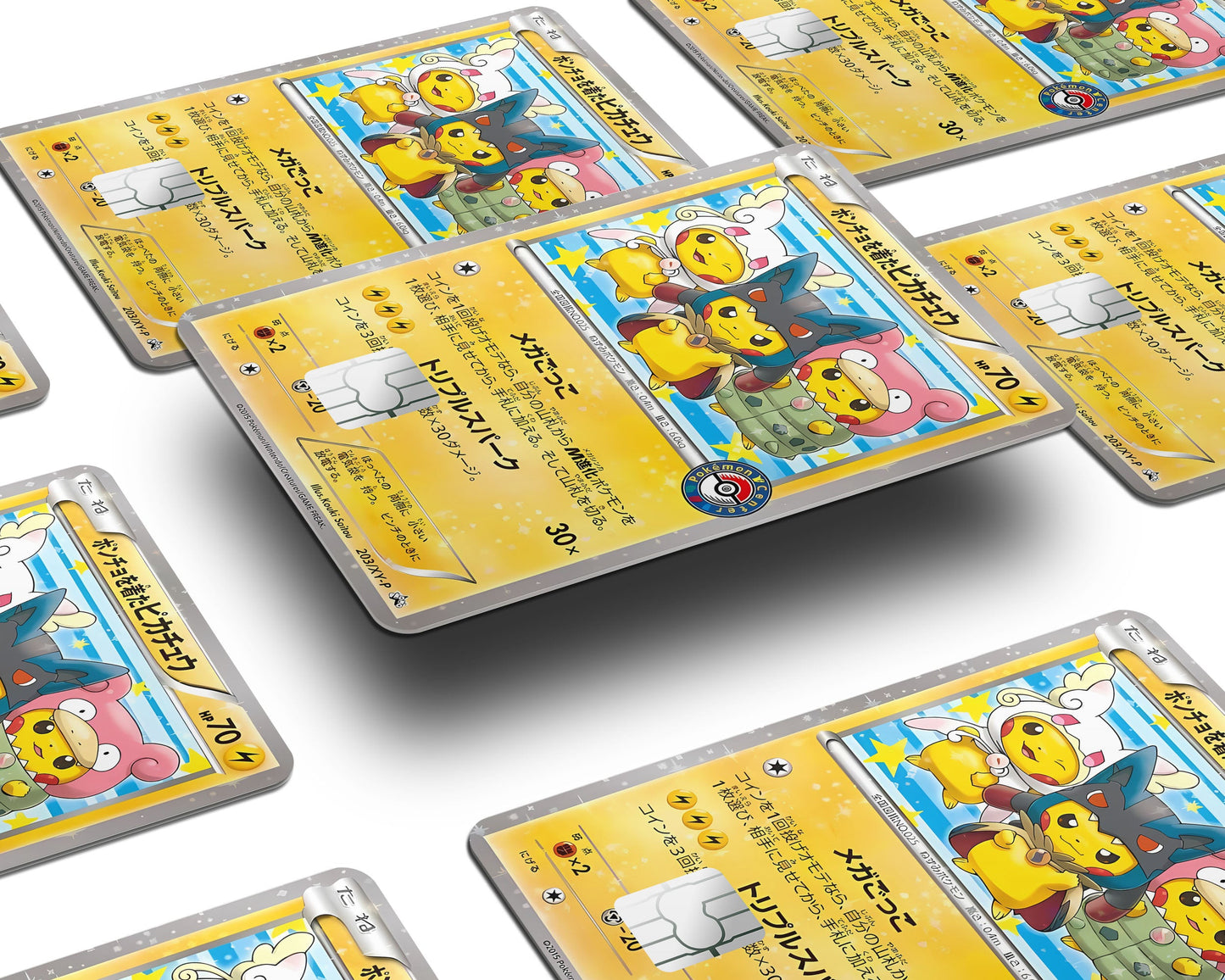 Anime Town Creations Credit Card Poncho Pikachu Mega Cosplay Pokemon Card Window Skins - Anime Pokemon Credit Card Skin