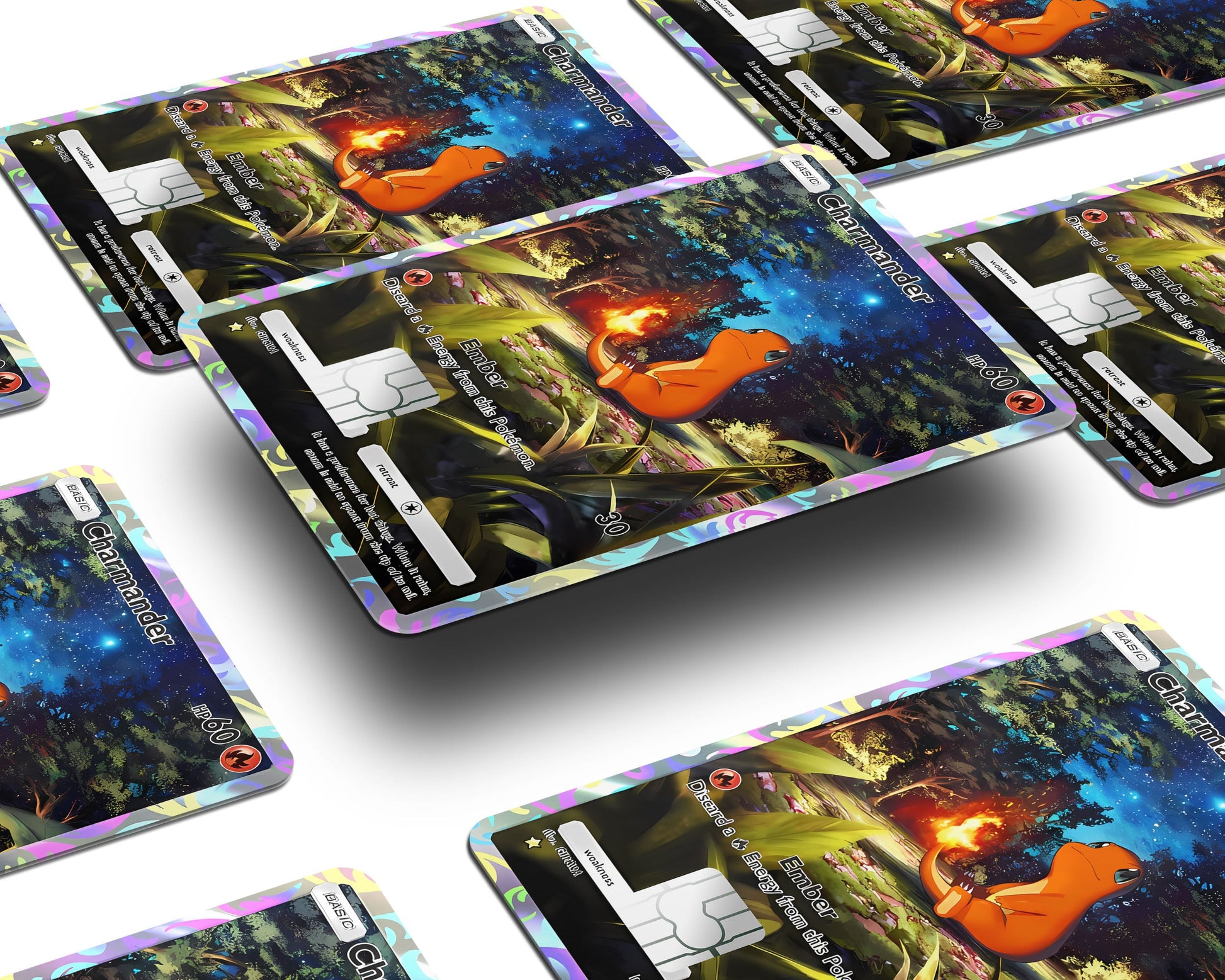 Anime Town Creations Credit Card Charmanda Pocket Pokemon Card Window Skins - Anime Pokemon Credit Card Skin