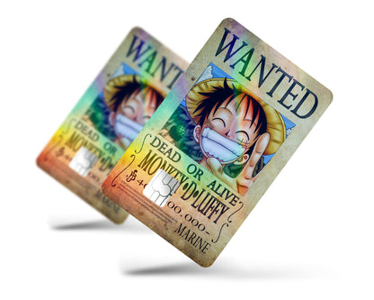 One Piece Luffy Wanted Poster Holographic Credit Card Skin