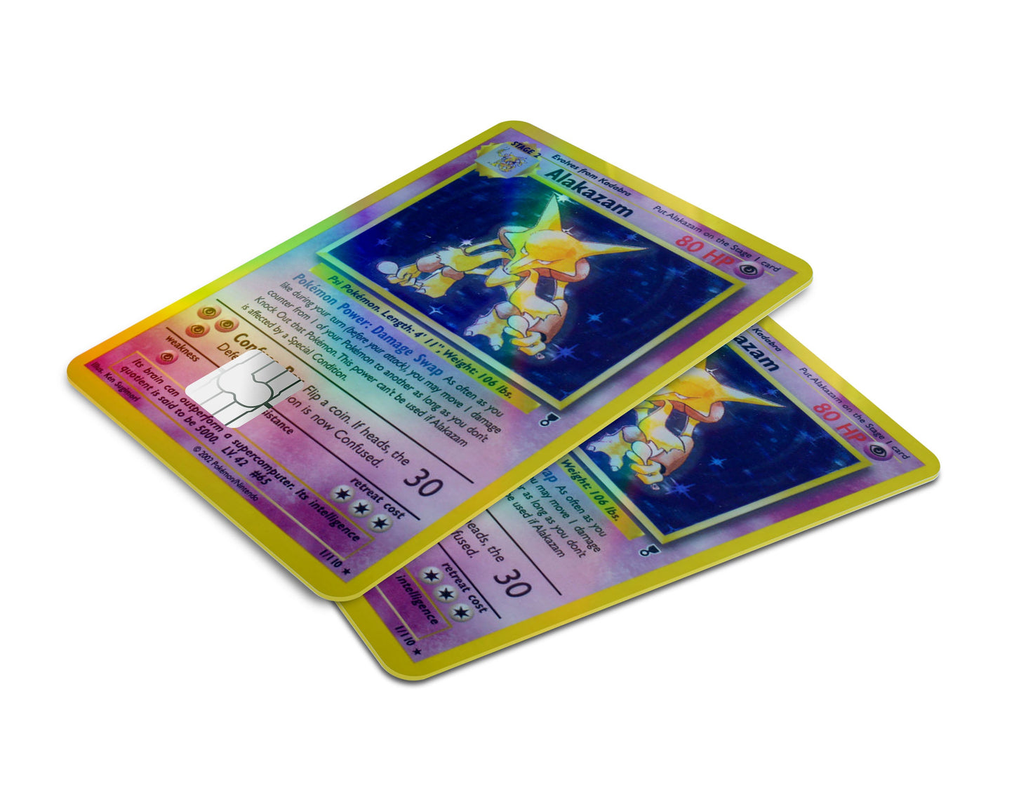 Anime Town Creations Holographic Credit Card Alakazam Pokemon Card Window Skins - Anime Pokemon Holographic Credit Card Skin