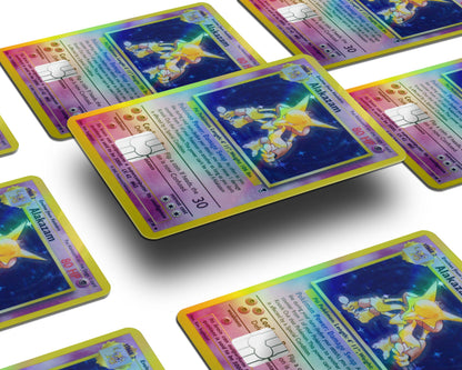 Anime Town Creations Holographic Credit Card Alakazam Pokemon Card Window Skins - Anime Pokemon Holographic Credit Card Skin