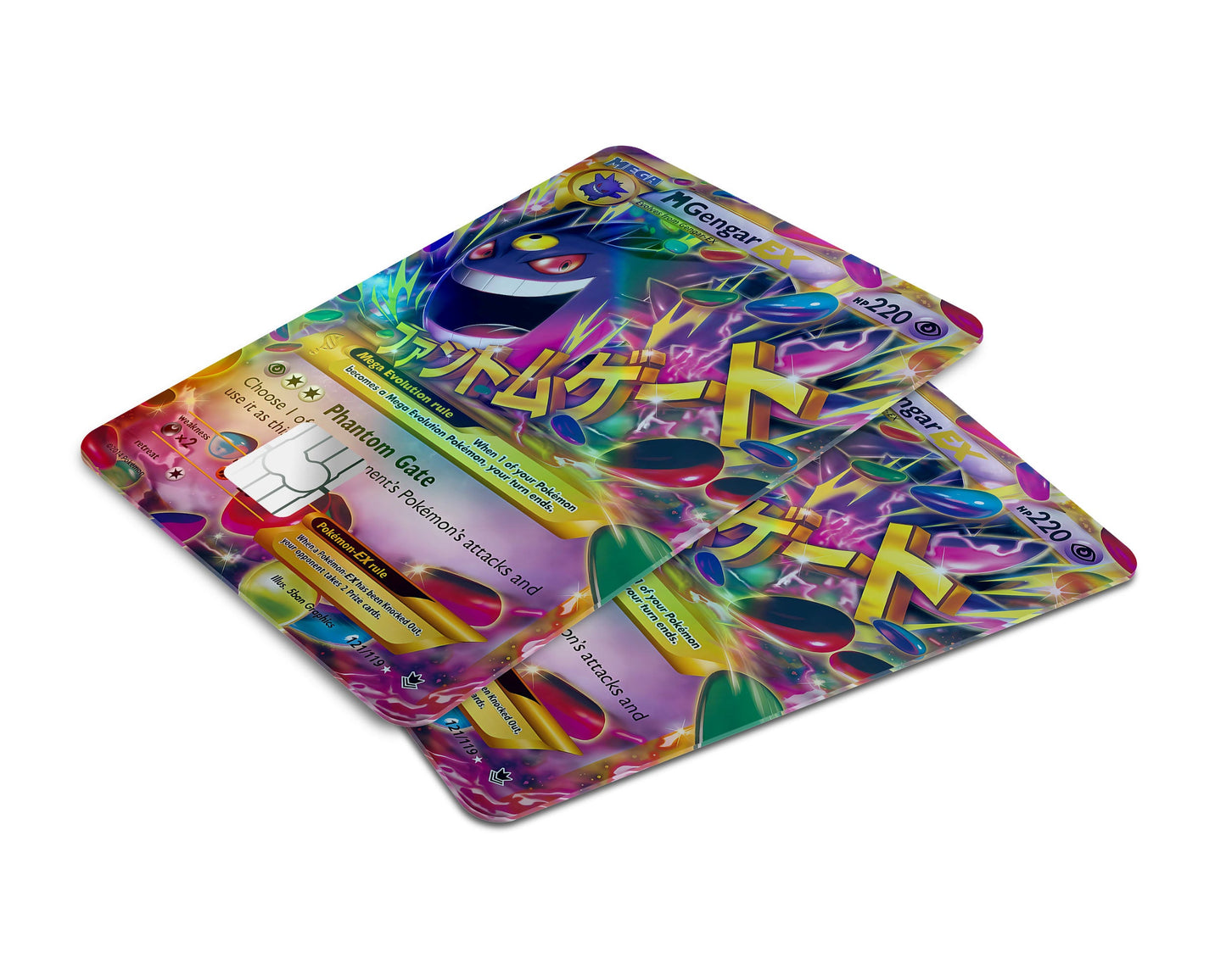 Anime Town Creations Holographic Credit Card Mega Gengar Pokemon Card Window Skins - Anime Pokemon Holographic Credit Card Skin