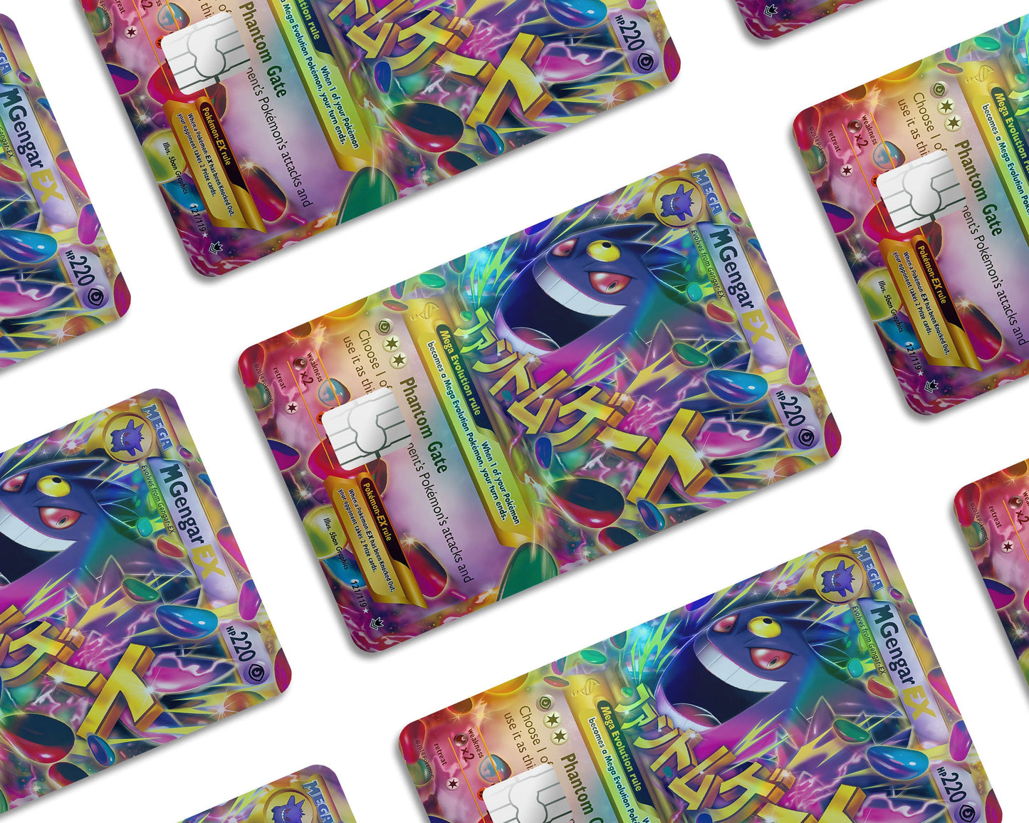 Anime Town Creations Holographic Credit Card Mega Gengar Pokemon Card Window Skins - Anime Pokemon Holographic Credit Card Skin