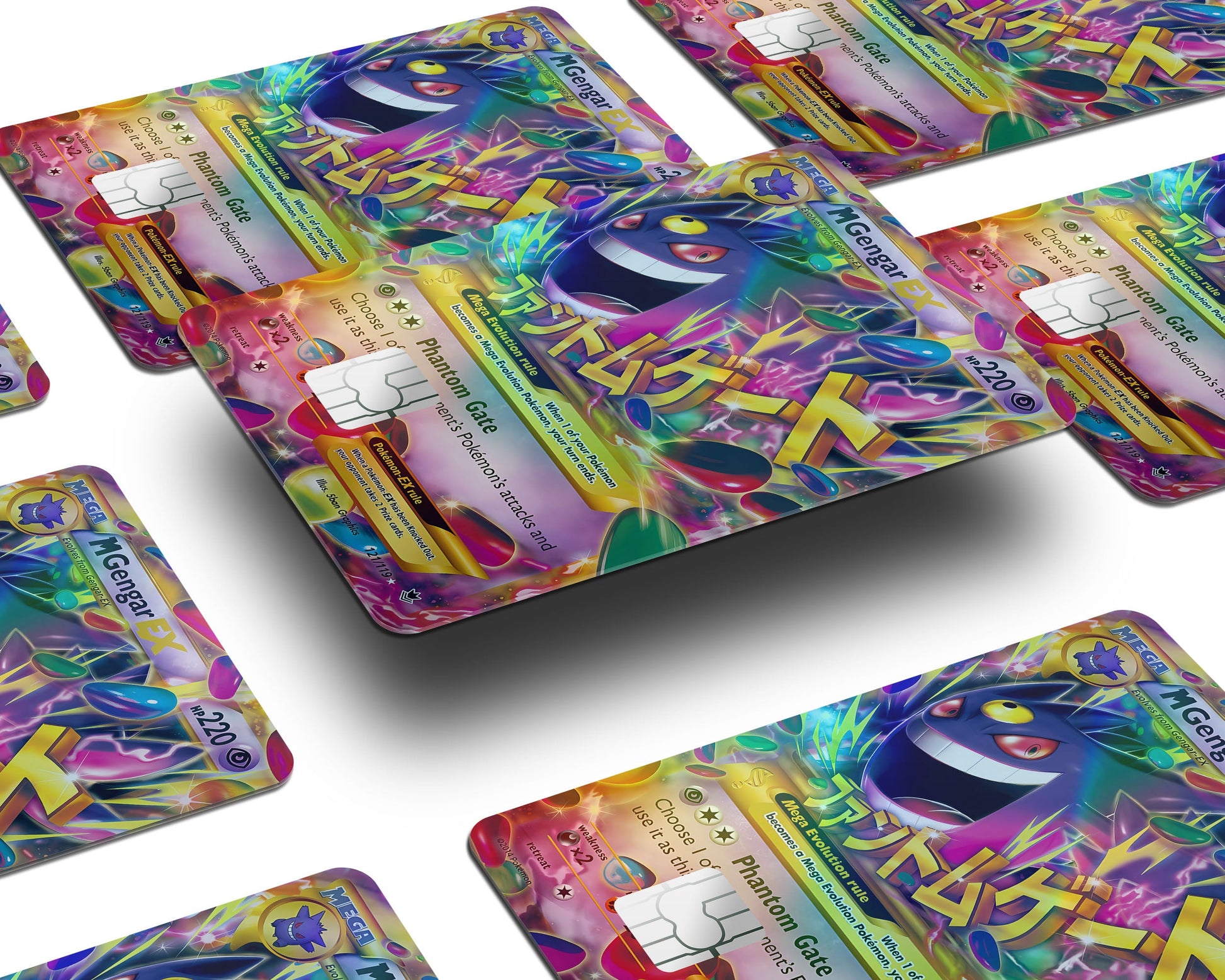 Anime Town Creations Holographic Credit Card Mega Gengar Pokemon Card Window Skins - Anime Pokemon Holographic Credit Card Skin