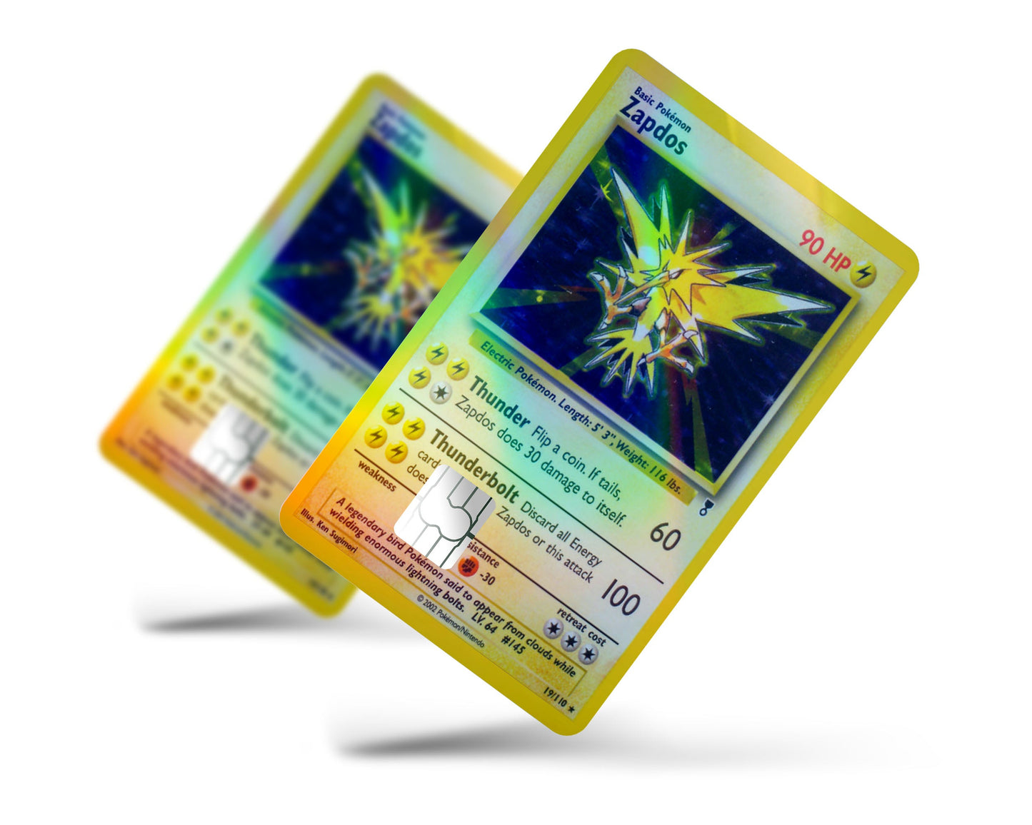 Anime Town Creations Holographic Credit Card Zapdos Pokemon Card Full Skins - Anime Pokemon Holographic Credit Card Skin