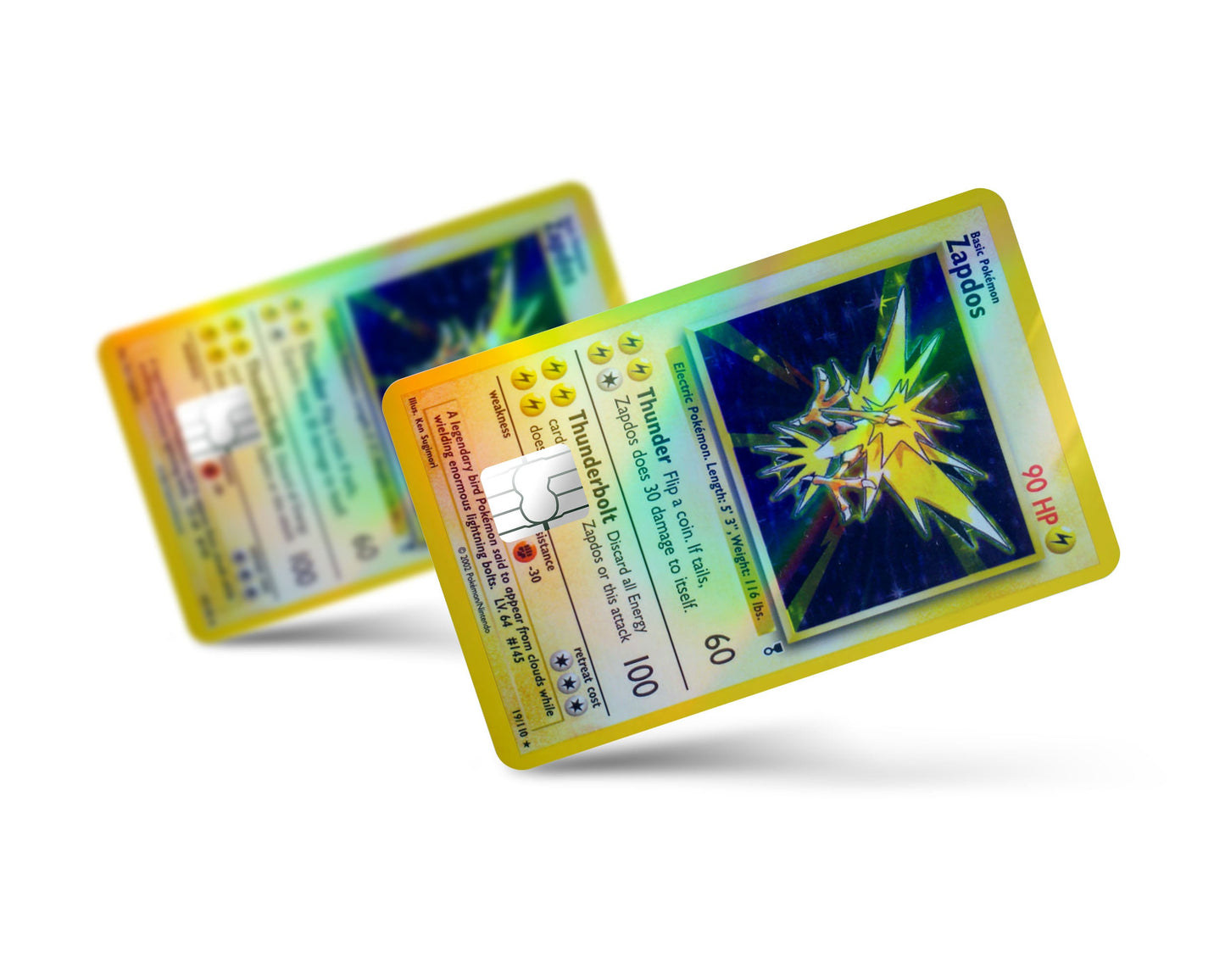 Anime Town Creations Holographic Credit Card Zapdos Pokemon Card Full Skins - Anime Pokemon Holographic Credit Card Skin